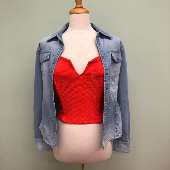 Bongo | Youth's Crop Tank Top | Orange | Large - Picture 2 of 3